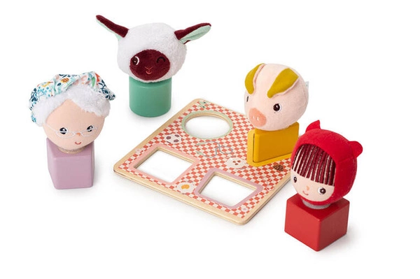 LILLIPUTIENS Drewniany wózek z sorterem do ciągnięcia Wilk Louis 12 m+