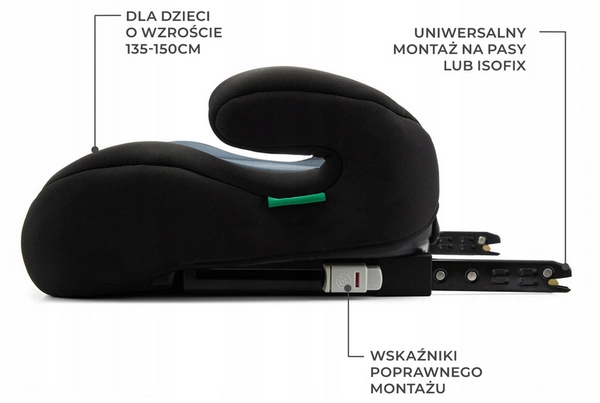 Kinderkraft I-BOOST Fotelik samochodowy BOOSTER PODSTAWKA PODKŁADKA 135-150 i-Size 15-36 kg isofix