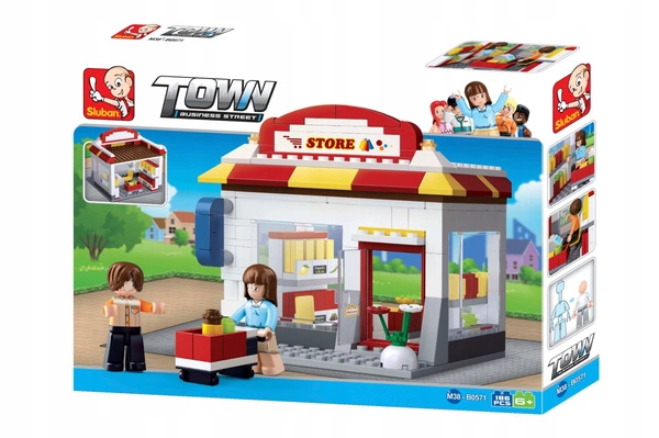 SLUBAN TOWN KLOCKI SKLEP BUSINESS 186 EL 2xFIGURKA