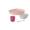 Beaba - Komplet naczyń z silikonu z przyssawką pink