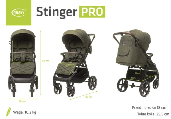 4BABY Stinger PRO Wózek spacerowy lekki składany