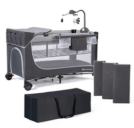 Kinderkraft LEODY Łóżeczko turystyczne dwupoziomowe składane + AKCESORIA