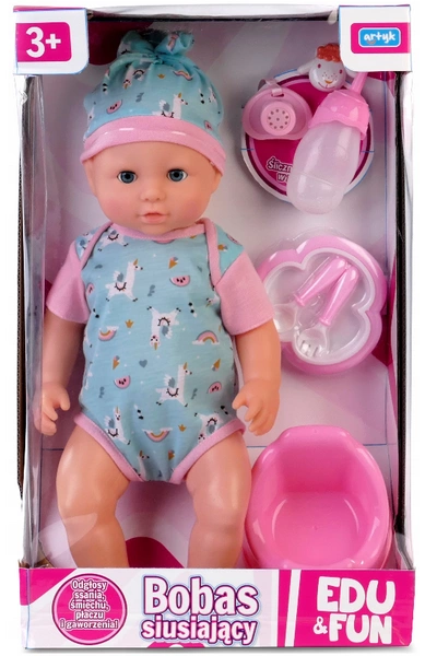 LALKA BOBAS siusiający gaworzy płacze + akcesoria
