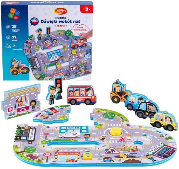 DUMEL zestaw miękkie puzzle dźwięki wokół nas Miasto droga 11 elementów