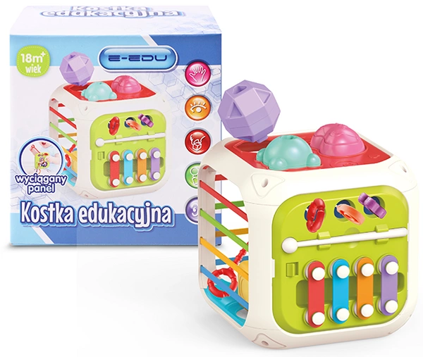 E-EDU Kostka edukacyjna sensoryczna sorter centrum zabawy 8W1