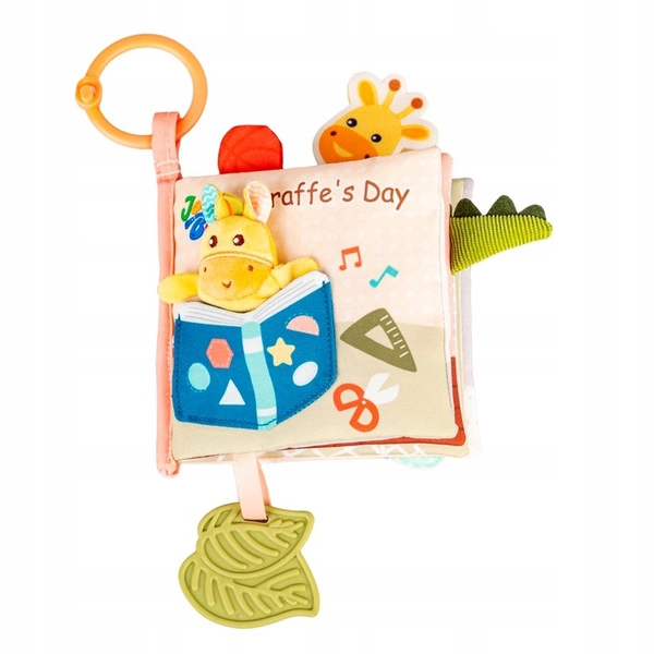 JollyBaby Miękka edukacyjna KSIĄŻECZKA zawieszka sensoryczna Dzień ŻYRAFY