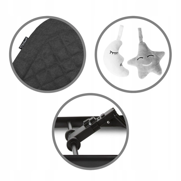 KIDWELL LARO leżaczek bujaczek składany dla niemowląt 2 zabawki pałąk