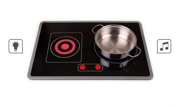 Janod - Duża drewniana kuchnia z dźwiękiem, światłem LED i 6 akcesoriami Mozaika 3-8 lat