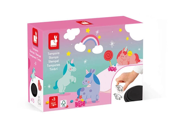 Janod - Zestaw kreatywny Stempelki Jednorożce 3+