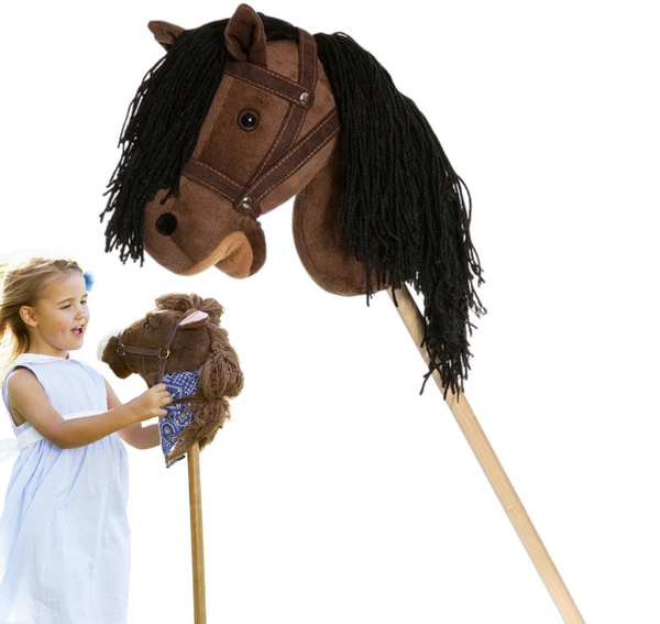 HOBBY HORSE Pluszak Koń na kiju brązowy z lejcami