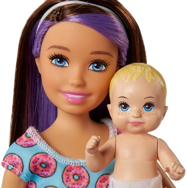 Barbie Skipper lalka Opiekunka zestaw z kołyską