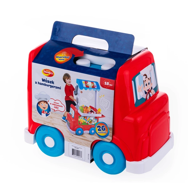 DUMEL Wózek z hamburgerami zestaw akcesoria 26 elementów dźwięk 18M+