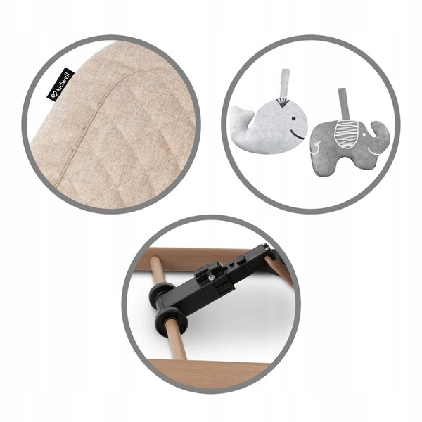 KIDWELL LARO leżaczek bujaczek składany dla niemowląt 2 zabawki pałąk