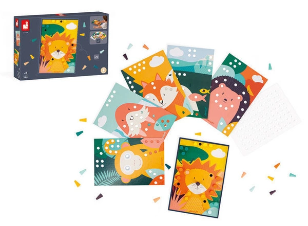 Janod - Układanka drewniana mozaika Zwierzątka 3+