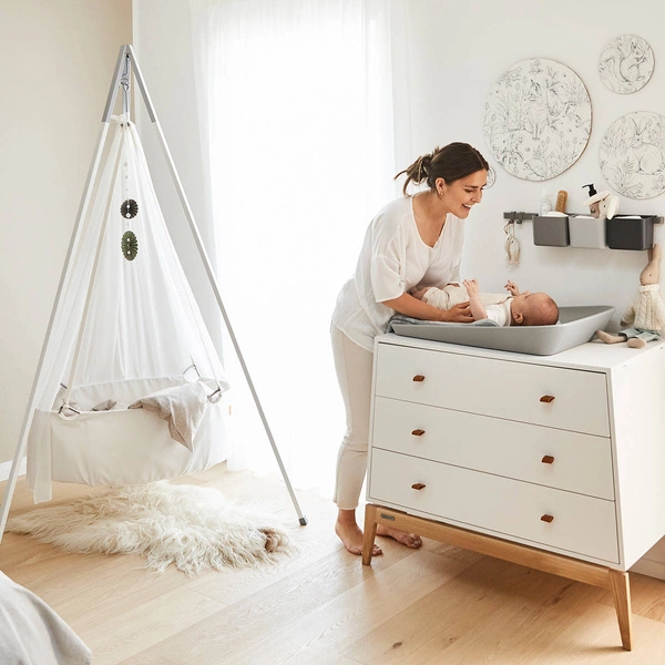 LEANDER - mata do przewijania MATTY™, pearl grey