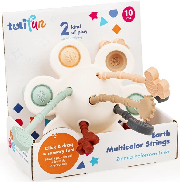 TULIFUN Zabawka sensoryczna ziemia kolorowe linki popit 10m+