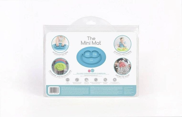 EZPZ - Silikonowy talerzyk z podkładką mały 2w1 Mini Mat, pastelowy niebieski