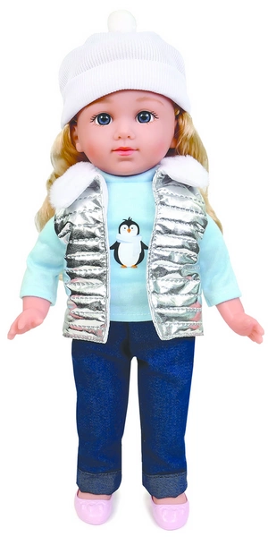 Urocza LALKA NATALIA w srebrnej kamizelce interaktywna po polsku 36CM Mówi pl 3+