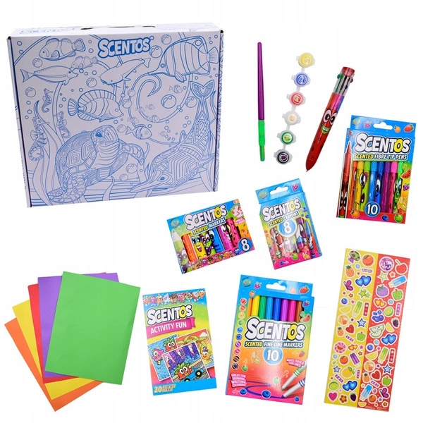 Scentos Pachnący Zestaw Walizka Do Pokolorowania Niebieski Kredki Dłogopisy