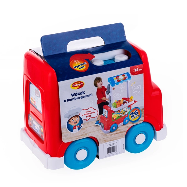 DUMEL Wózek z hamburgerami zestaw akcesoria 26 elementów dźwięk 18M+
