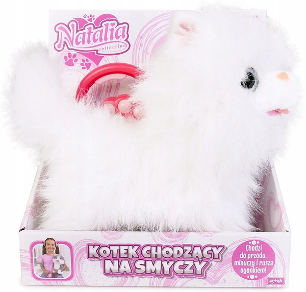 NATALIA Kot kotek Chodzący na smyczy Interaktywny biały