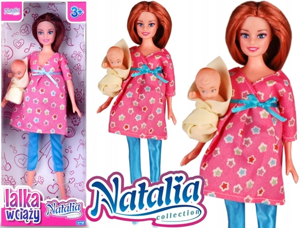 NATALIA mama z dzieckiem LALKA w ciąży bobas becik