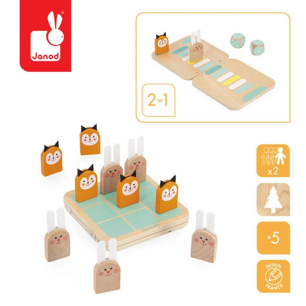 Janod - Gra strategiczna 2w1 Kółko i krzyżyk, Wyścig Taktik 5+