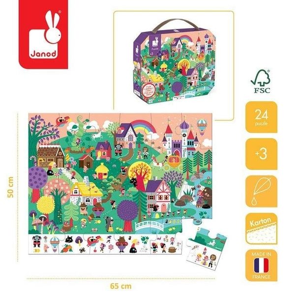 Janod - Puzzle obserwacyjne w walizce Baśnie 24 elementy 3+