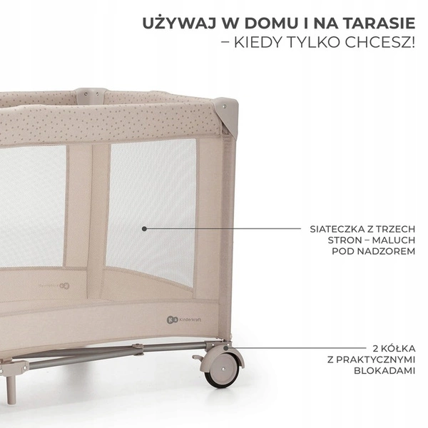 KINDERKRAFT JOY 2 Z AKCESORIAMI Łóżeczko turystyczne 3w1 kojec składane