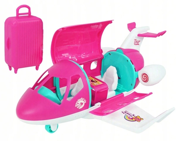 ARTYK LALKA z samolotem stewardessa piesek walizka otwierane drzwi samolotu