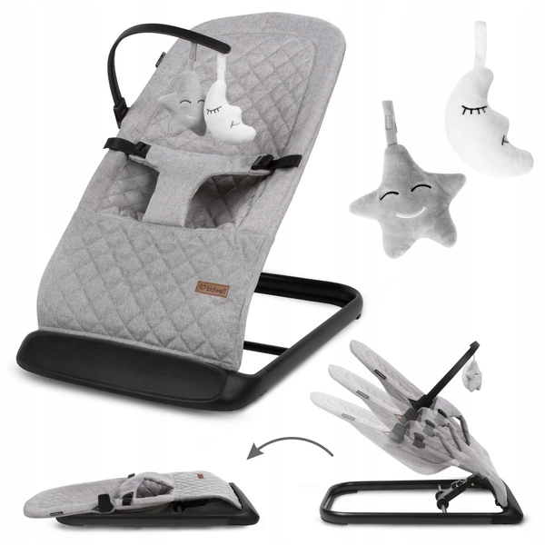 KIDWELL LARO leżaczek bujaczek składany dla niemowląt 2 zabawki pałąk