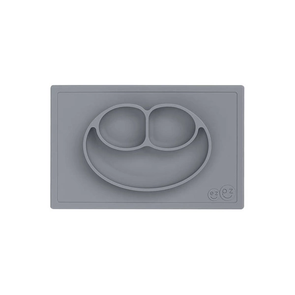 EZPZ - Silikonowy talerzyk z podkładką 2w1 Happy Mat szary
