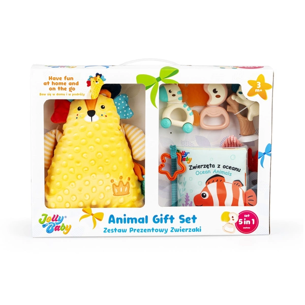 Zestaw Prezentowy JOLLY BABY Przytulanka Grzechotki Książeczka 5 elementów