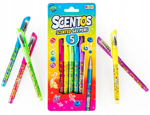 Scentos pachnące długopisy żelowe neonowe do pisania 5 szt. dla dzieci