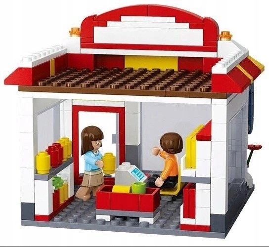 SLUBAN TOWN KLOCKI SKLEP BUSINESS 186 EL 2xFIGURKA