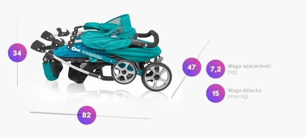 BABY DESIGN Wózek Spacerowy MINI Spacerówka LEKKI