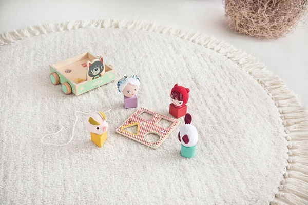 LILLIPUTIENS Drewniany wózek z sorterem do ciągnięcia Wilk Louis 12 m+