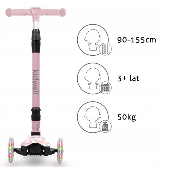 KIDWELL Vento hulajnoga trójkołowa balansowa LED