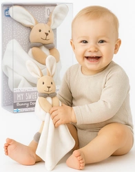 CHICCO miękki pluszowy welurowy króliczek maskotka przytulanka miły kocyk