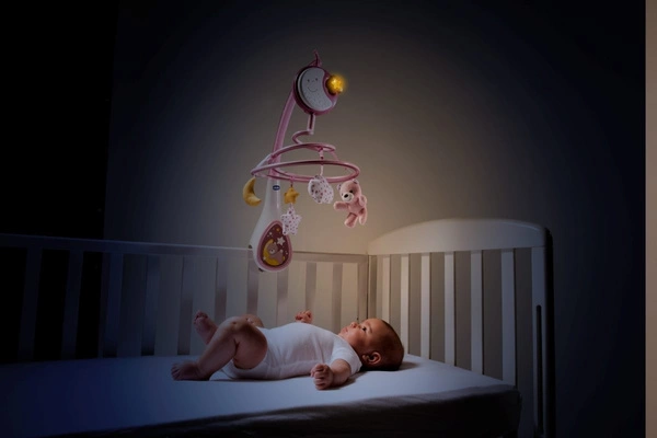 CHICCO Next2Dreams Next2Me karuzela na łóżeczko lampka szum różowa