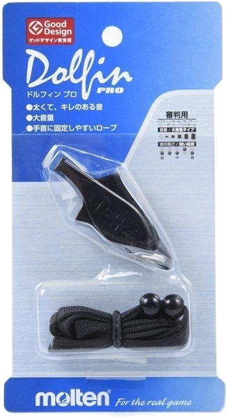 MOLTEN Dolfin Pro WDFPBK Gwizdek sędziowski 124db + smycz