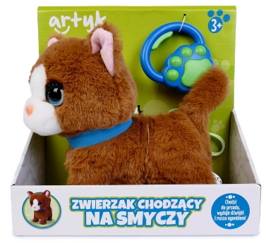 NATALIA Kot kotek Chodzący na smyczy Interaktywny brązowy