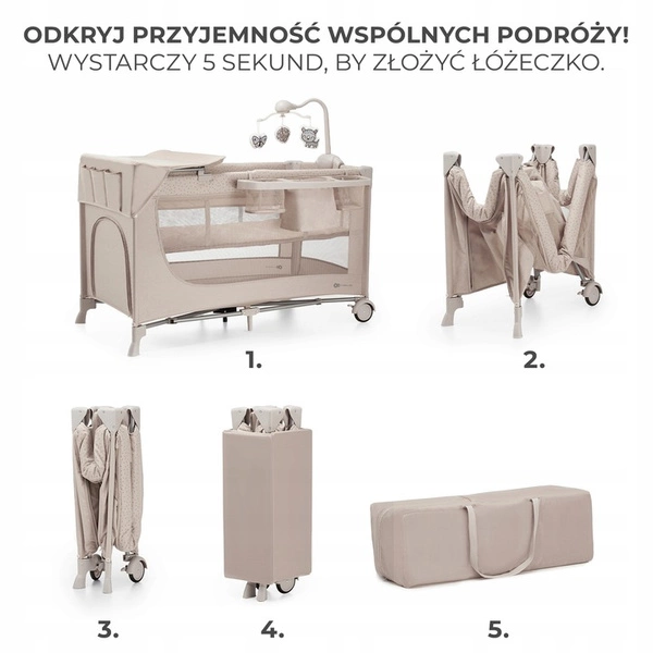 KINDERKRAFT JOY 2 Z AKCESORIAMI Łóżeczko turystyczne 3w1 kojec składane