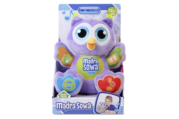 E-EDU MĄDRA SOWA fioletowa interaktywna opowiada śpiewa