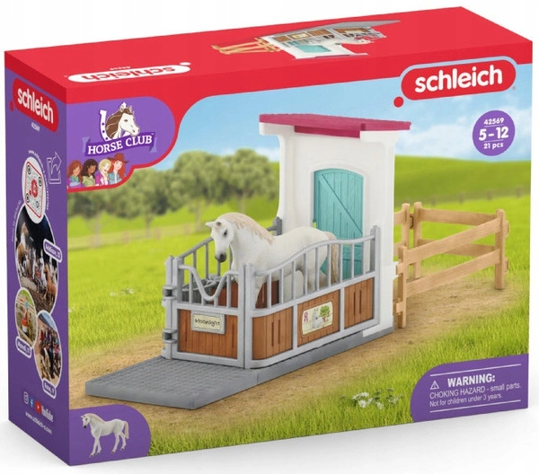 SCHLEICH Horse Club 42569 ZAGRODA DLA KONI + koń