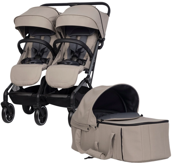 EURO-CART wózek bliźniaczy ECHO podwójny 2 pokrowce + folia do 22kg + gondola