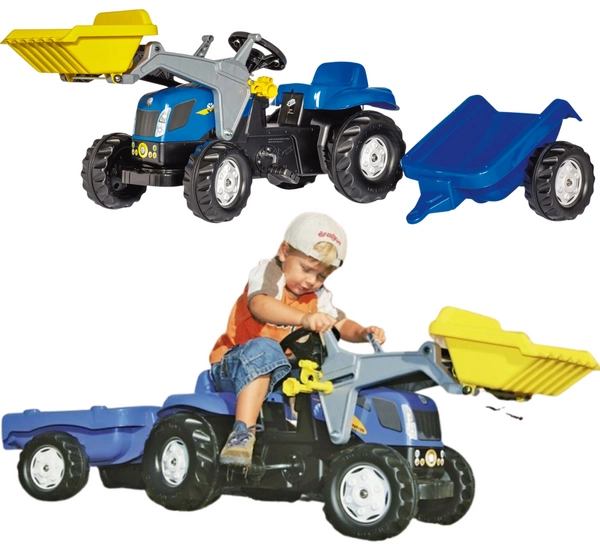NEW HOLLAND Duży Traktor na pedały z przyczepą i łyżką