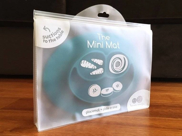 EZPZ - Silikonowy talerzyk z podkładką mały 2w1 Mini Mat niebieski