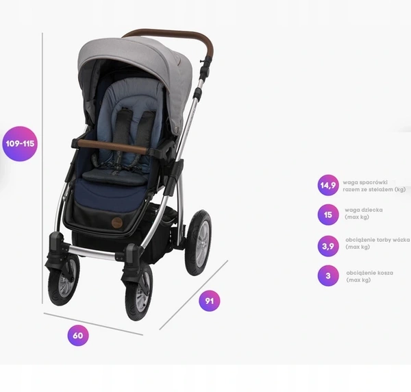 BABY DESIGN Dotty Wózek gondola spacerówka lekki