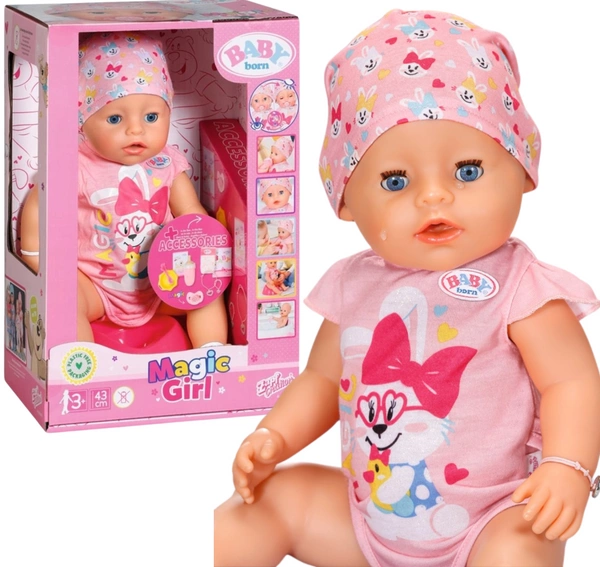 BABY BORN LALKA bobas interaktywna magiczna dziewczynka 43 cm z akcesoriami